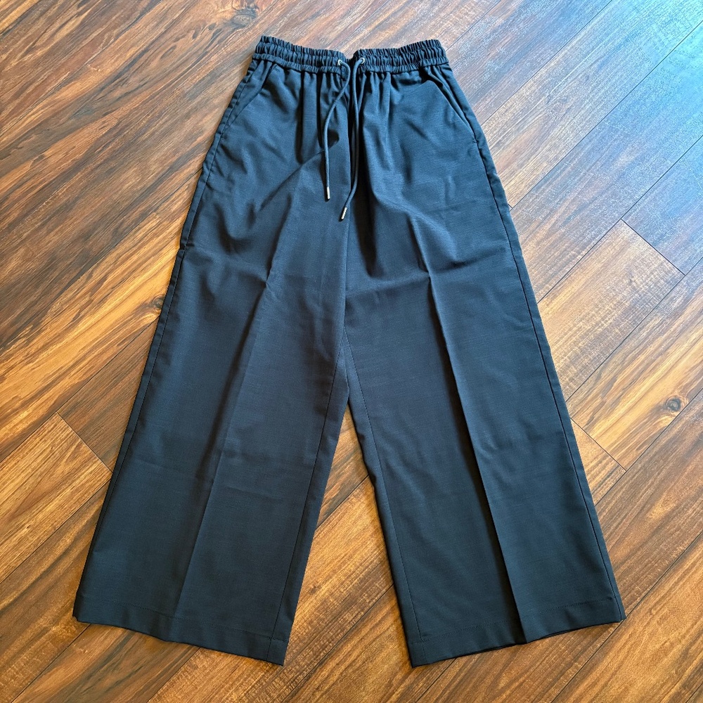GRANA worsted wool wide leg pant dark gray xs cropped
